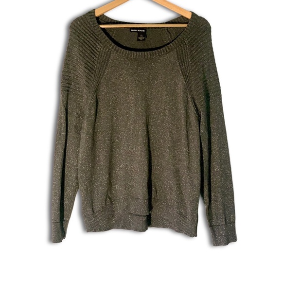 DKNY Knit Gray/Silver Detailed Sweater - Picture 1 of 4